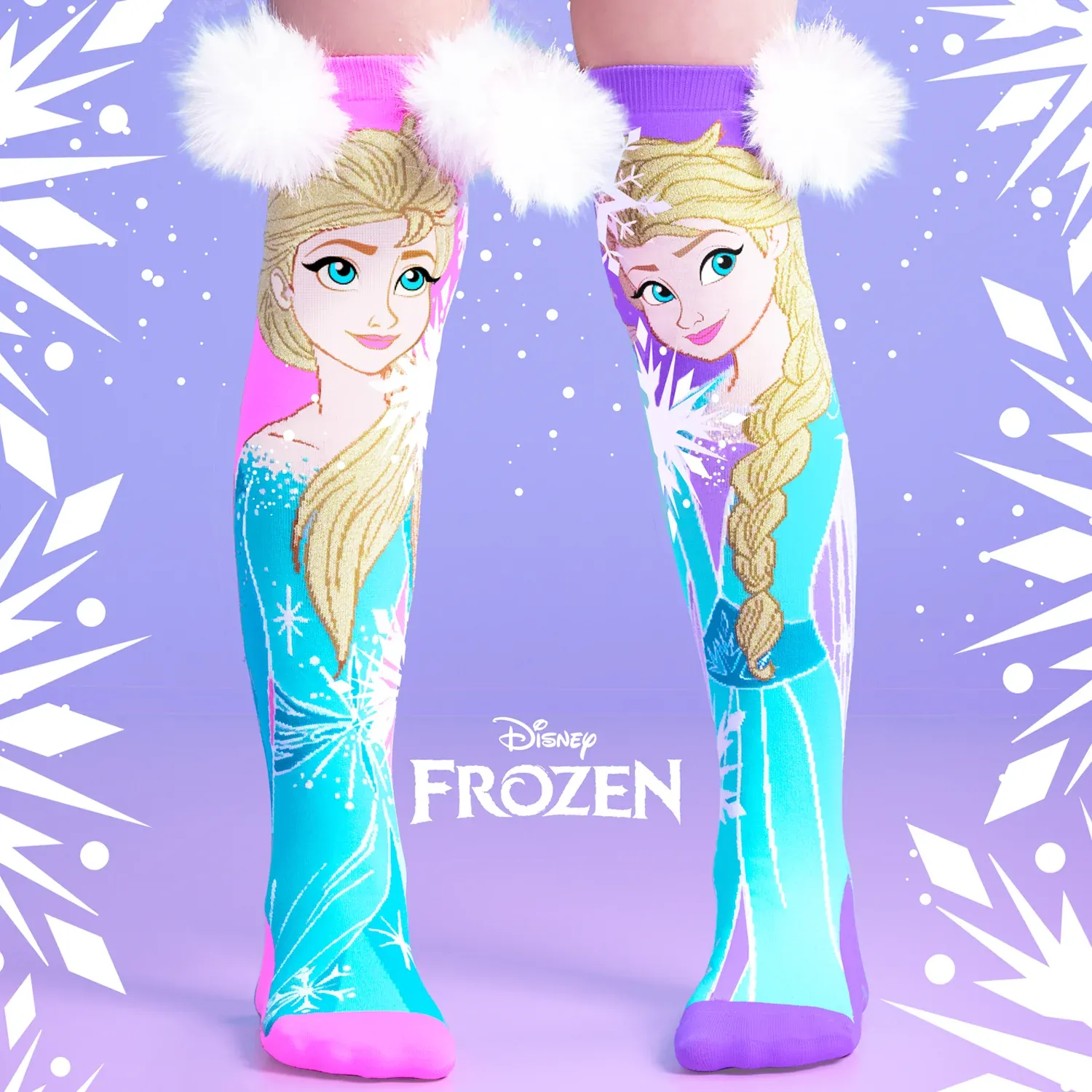 Meias 3D Frozen com Pompons de Neve